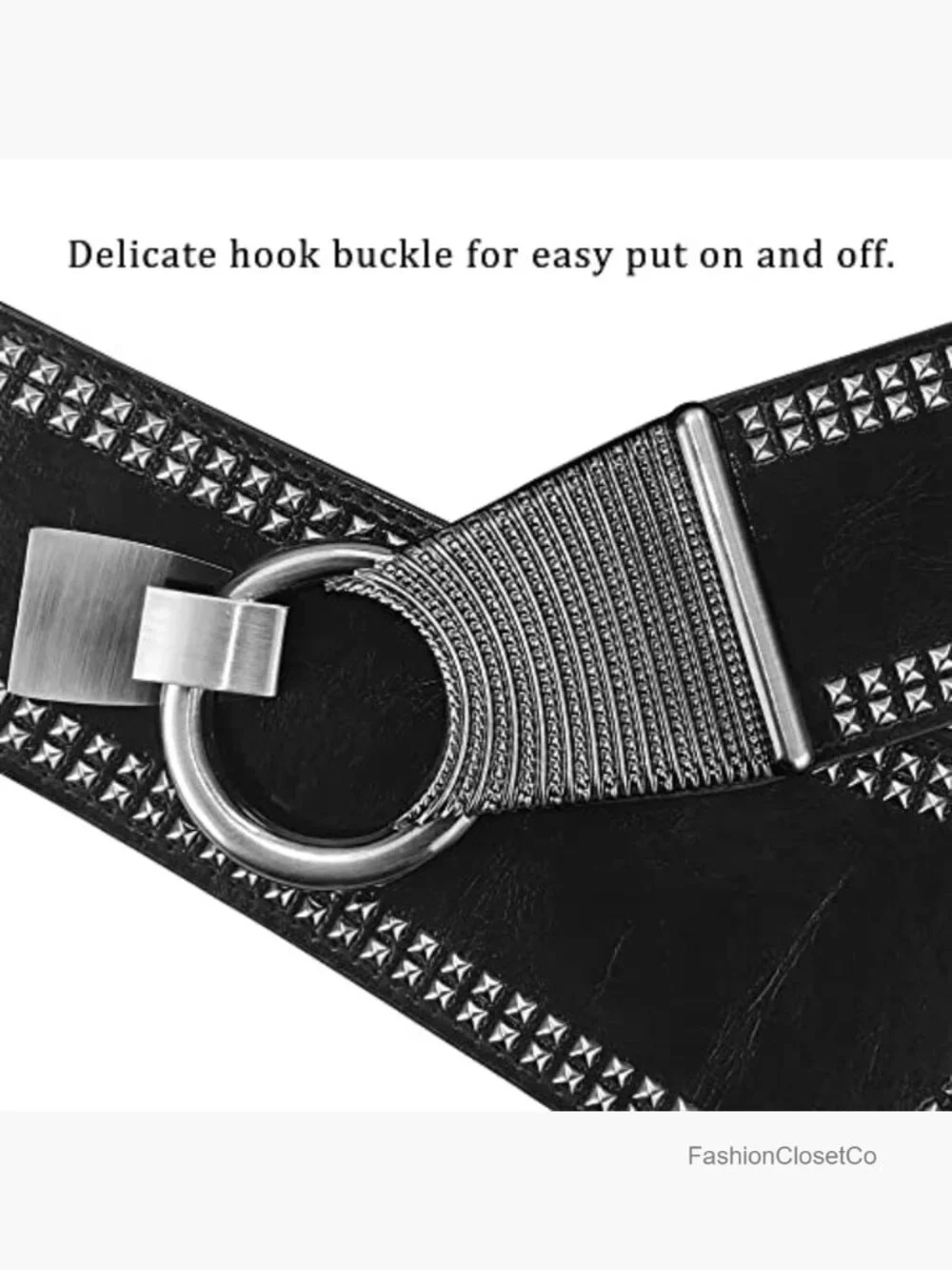 Studded Elastic Wide Punk Chunky Waist Belt for Dresses Retro 80s